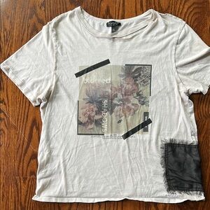 Topshop Graphic White Boxy Tee excellent condition